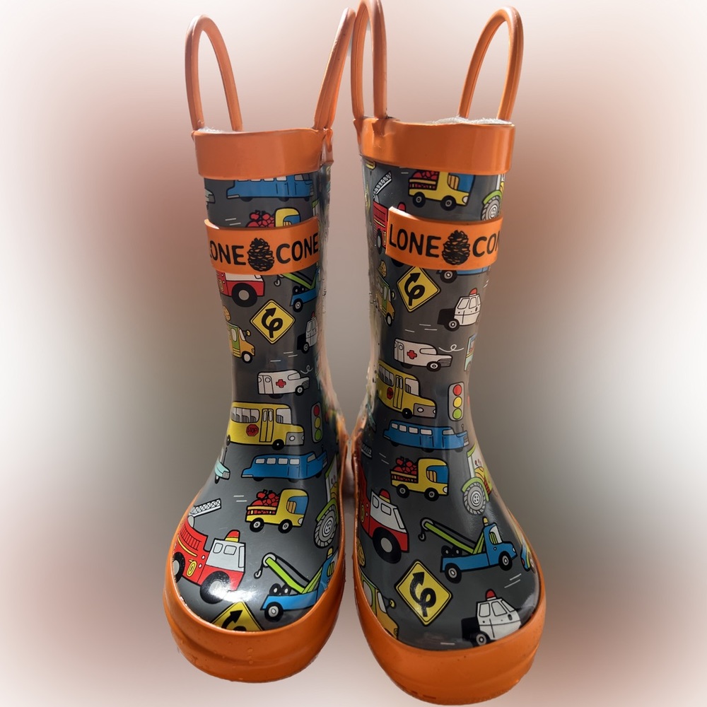 Lone Cone Rain Boots with Easy-On Handles for Toddlers - 7T